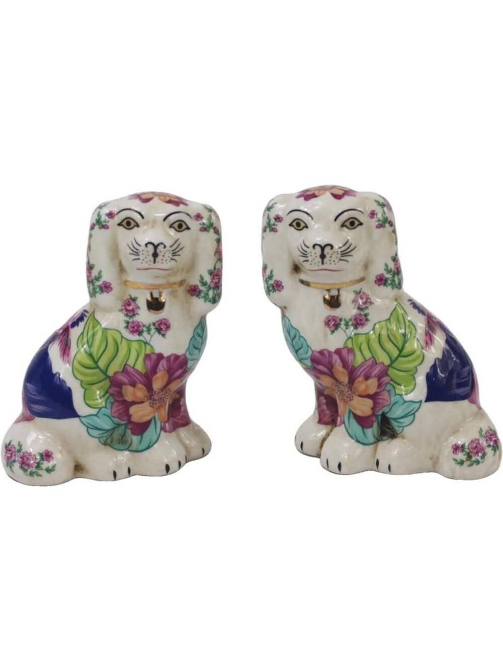 Handmade Vintage Dog Figurines - Porcelain Animal Statues for Home Decor, Set of